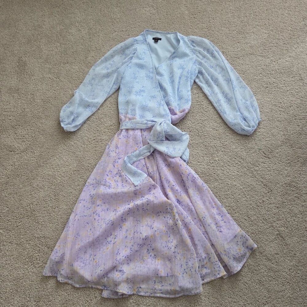 Ann Taylor Floral Midi Wrap Dress